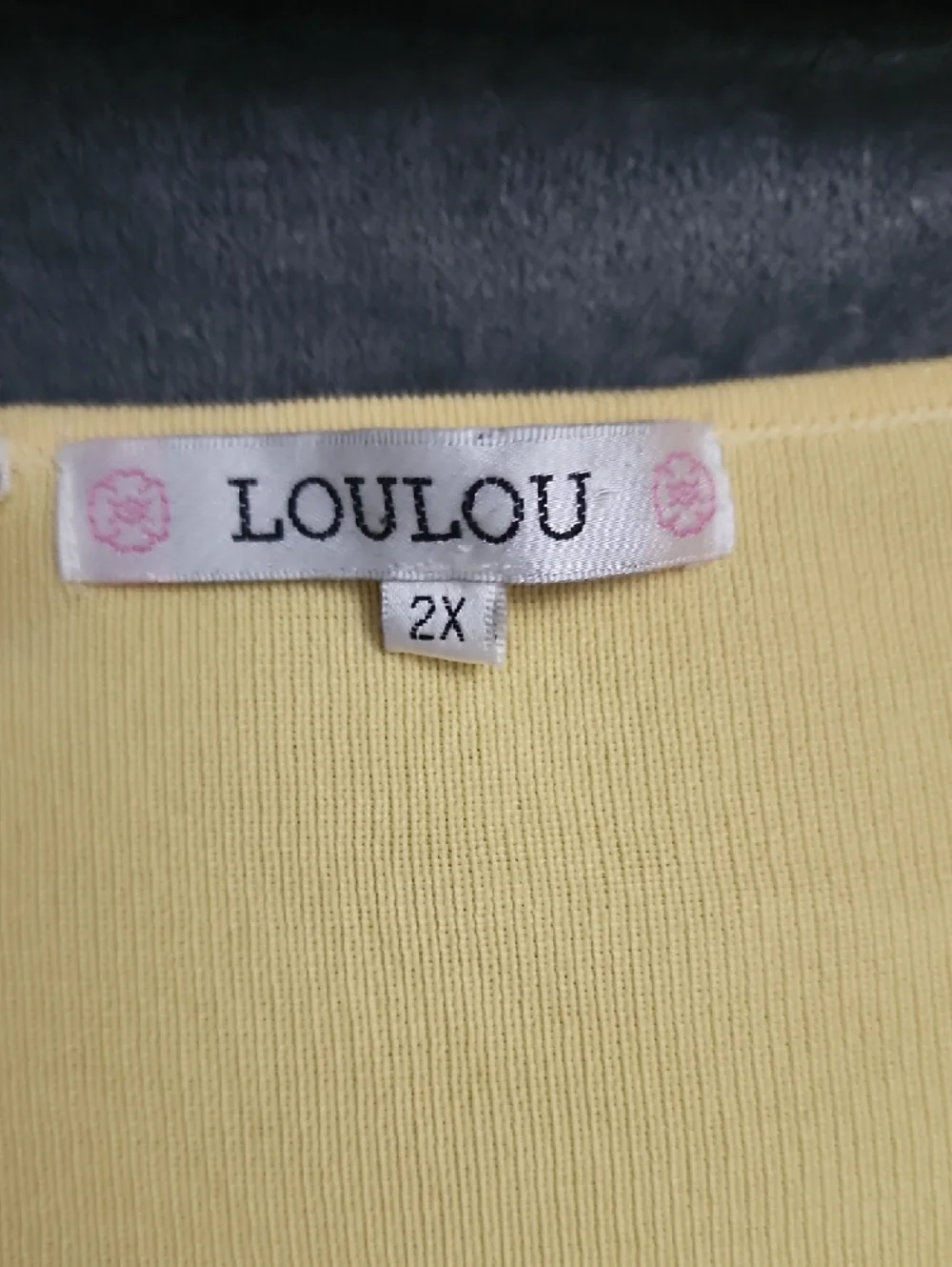 Yellow Embroidered V-Neck Short Sleeve Sweater Top- Brand Is LOULOU - Picture 2 of 9